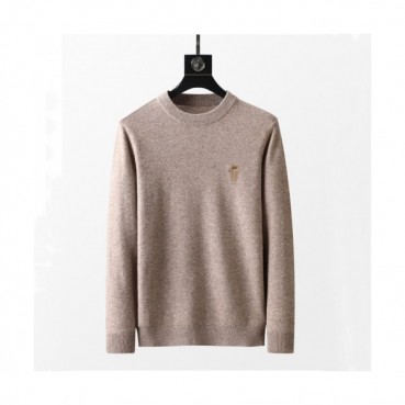 Fendi  Mens Logo Crew-neck Sweaters Beige 