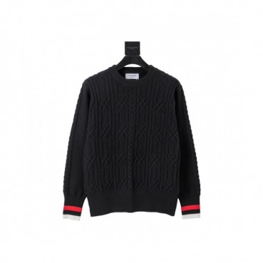 Thom Browne  Mm/Wm Strap Crew-neck Wool Sweaters Black 