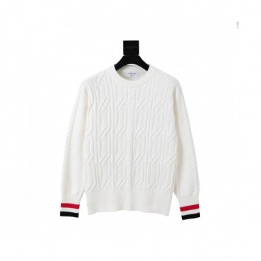 Thom Browne  Mm/Wm Strap Crew-neck Wool Sweaters White 