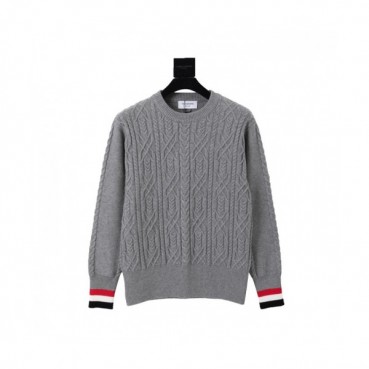 Thom Browne  Mm/Wm Strap Crew-neck Wool Sweaters Gray 