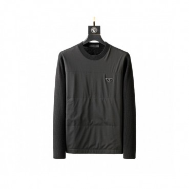 Prada  Mens Crew-neck Sweaters Black 