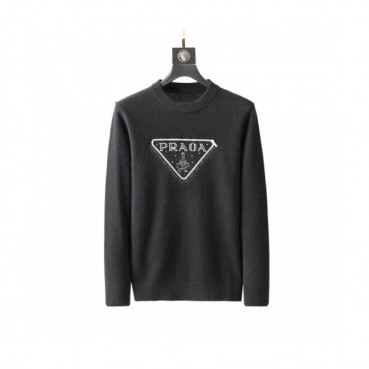 Prada  Mens Crew-neck Sweaters Black 