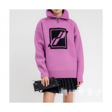 WELLDONE  Mm/Wm Retro Logo Crew-neck Sweaters Pink 