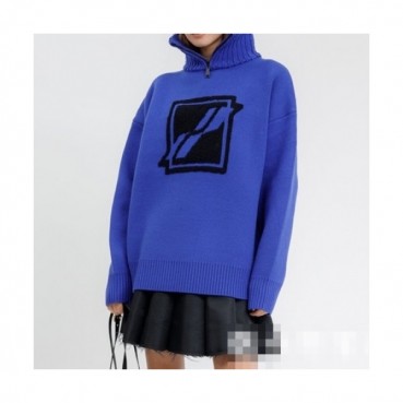 WELLDONE  Mm/Wm Retro Logo Crew-neck Sweaters Blue 