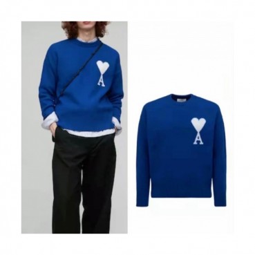 Ami  Mm/Wm Logo Casual Turtle-neck Sweaters Blue 