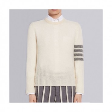 Thom Browne  Mm/Wm Strap Crew-neck Wool Sweaters Ivory 