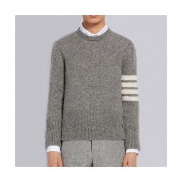 Thom Browne  Mm/Wm Strap Crew-neck Wool Sweaters Gray 