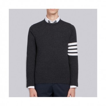 Thom Browne  Mm/Wm Strap Crew-neck Wool Sweaters Gray 
