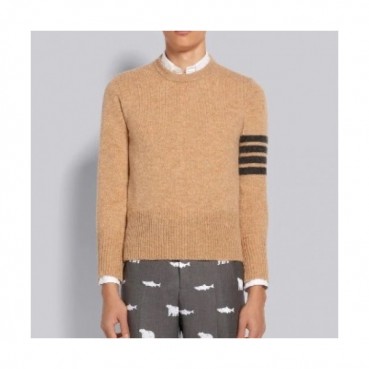 Thom Browne  Mm/Wm Strap Crew-neck Wool Sweaters Beige 