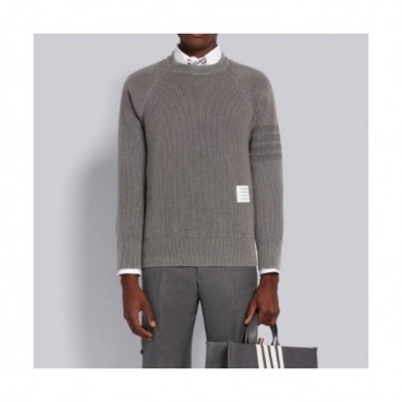 Thom Browne  Mm/Wm Strap Crew-neck Wool Sweaters Gray 