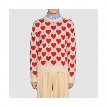 Gucci  Mm/Wm Logo Crew-neck Sweaters Red 