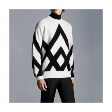 Moncler 2021 Mens Retro Logo Crew-neck Sweaters White 