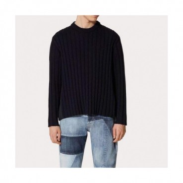 Valentino  Mens Big Logo Crew-neck Wool Sweaters Black 