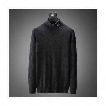 Fendi  Mens Logo Crew-neck Sweaters Black 