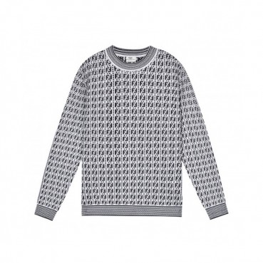 Fendi  Mens Logo Crew-neck Sweaters Black 
