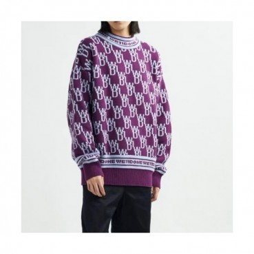 WELLDONE  Mm/Wm Retro Logo Crew-neck Sweaters Purple 