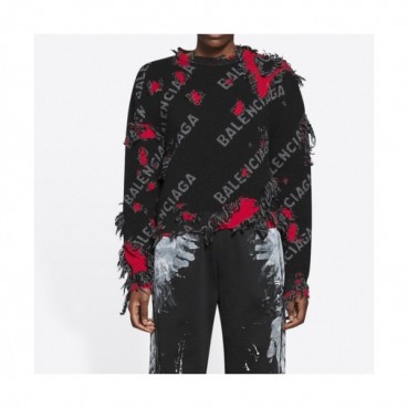 Balenciaga  Mm/Wm Logo Crew-neck Sweaters Black 