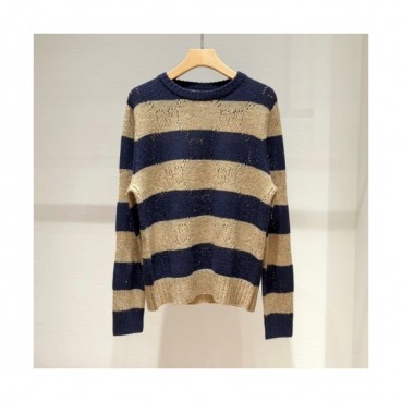 Gucci  Mens Logo Crew-neck Wool Sweaters Navy 