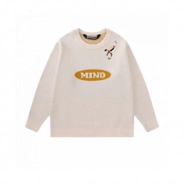 Palm Angels  Mens Logo Crew-neck Sweaters White 