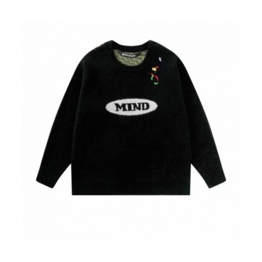 Palm Angels  Mens Logo Crew-neck Sweaters Black 