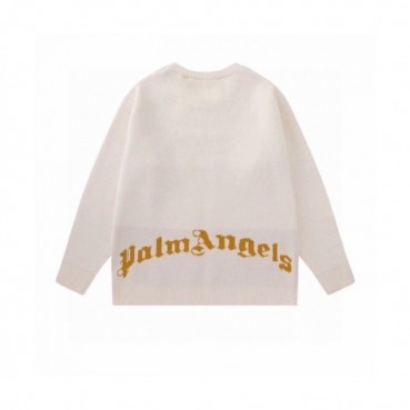 Palm Angels  Mens Logo Crew-neck Sweaters White 
