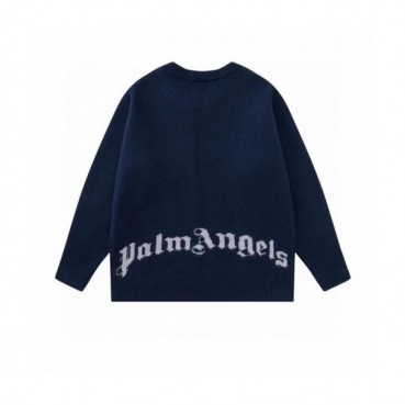 Palm Angels  Mens Logo Crew-neck Sweaters Navy 