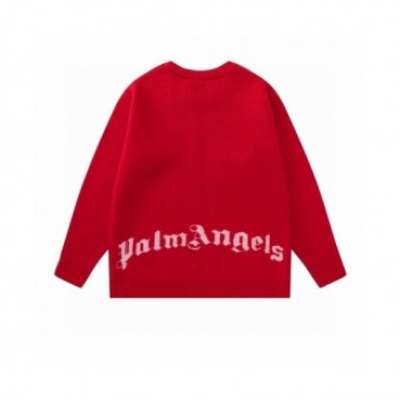 Palm Angels  Mens Logo Crew-neck Sweaters Red 
