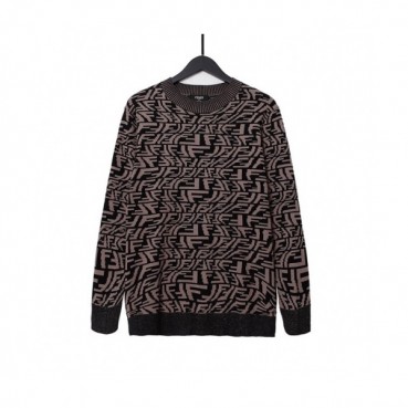 Fendi  Mens Logo Crew-neck Sweaters Black 