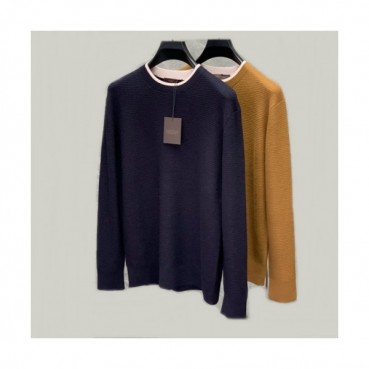Zegna  Mens Basic Crew-neck Wool Sweater Nacy 