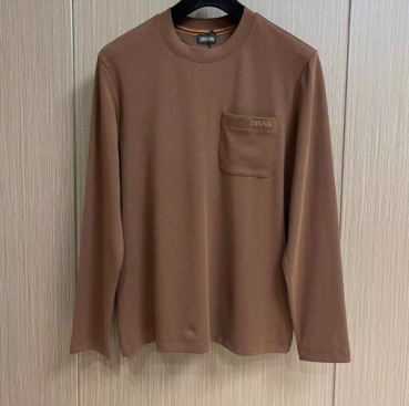 Zegna  Mens Basic Crew-neck Wool Sweater Brown 