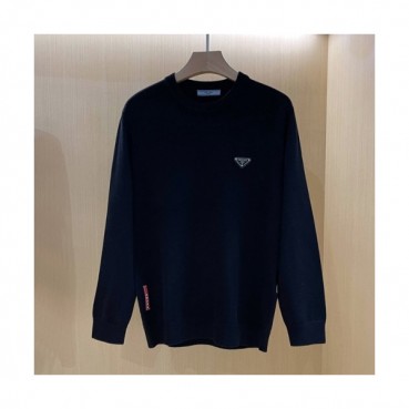 Prada  Mens Crew-neck Sweaters Black 