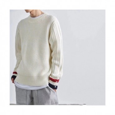 Thom Browne  Mm/Wm Strap Crew-neck Wool Sweaters White 