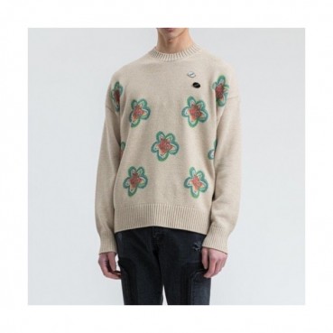 WELLDONE  Mm/Wm Retro Logo Crew-neck Sweaters Ivory 