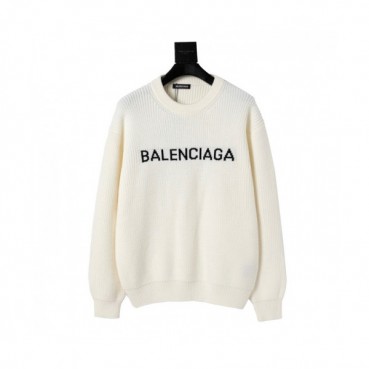 Balenciaga  Mm/Wm Logo Crew-neck Sweaters White 