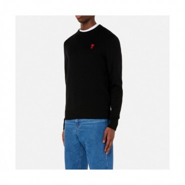 Ami  Mm/Wm Logo Casual Turtle-neck Sweaters Black 