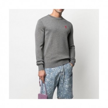 Ami  Mm/Wm Logo Casual Turtle-neck Sweaters Gray 