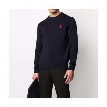 Ami  Mm/Wm Logo Casual Turtle-neck Sweaters Navy 