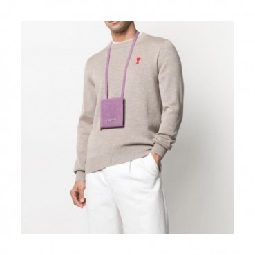 Ami  Mm/Wm Logo Casual Turtle-neck Sweaters Beige 