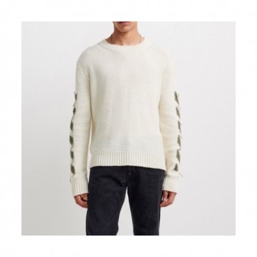 Off-white  Mm/Wm Brush Mohair Knit Sweater Beige 