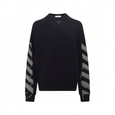 Off-white  Mm/Wm Brush Mohair Knit Sweater Black 