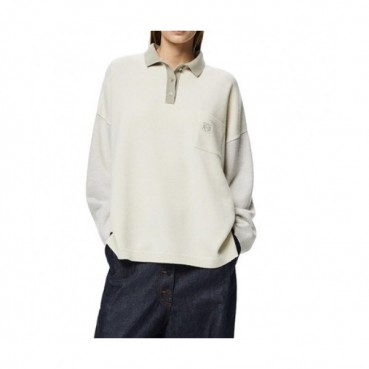 Loewe  Womens Logo Crew-neck Wool Sweaters Ivory 