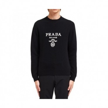 프라다 남성 블랙 크루넥 니트 - Prada Mens Black Knits 