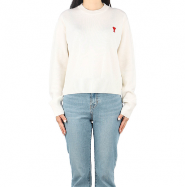 Ami  Mm/Wm Logo Casual Turtle-neck Sweaters Ivory 