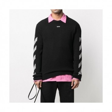 Off-white  Mm/Wm Brush Mohair Knit Sweater Black 