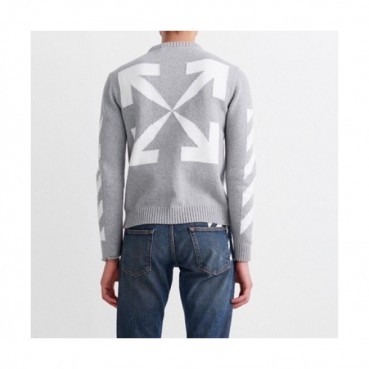 Off-white  Mm/Wm Brush Mohair Knit Sweater Gray 