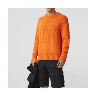 Burberry  Mens Crew-neck Cotton Sweaters Orange 