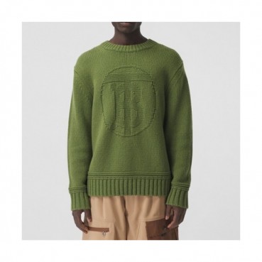Burberry  Mens Crew-neck Cotton Sweaters Green 