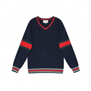 Gucci  Mm/Wm Logo Crew-neck Sweaters Blue 