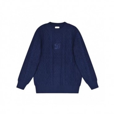 Dior  Mm/Wm Retro Logo Crew-neck Sweaters Navy 
