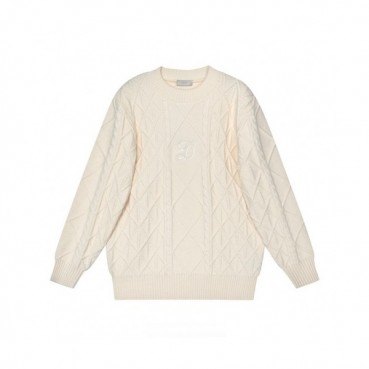 Dior  Mm/Wm Retro Logo Crew-neck Sweaters Ivory 